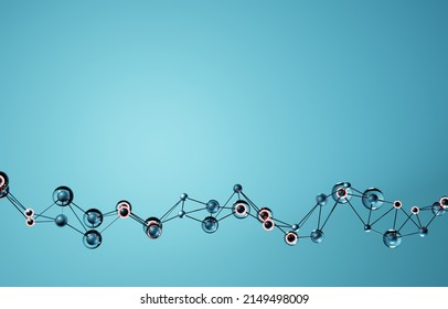Abstract background, DNI, Molecular structure, chain visualisation background. Pharmaceutical biochemistry, medical technology.  3D rendering illustration with space for info or text