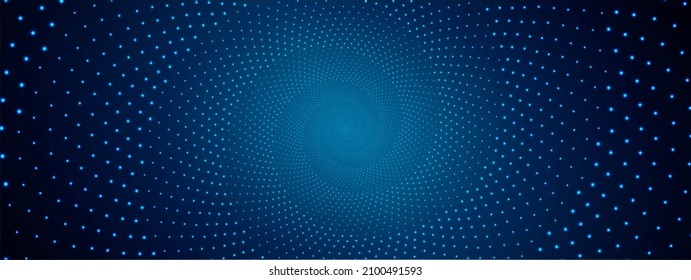 Abstract background of dots.  Design of circles in a spiral, hypnosis. The pattern of a cosmic funnel, a maze. Glowing neon stars. Poster for social networks, medicine, websites, business