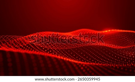 Abstract background with dynamic color wave. Futuristic dotted wave of bright particles. Colorful background for presentation design. Wide format 3D illustration. Weave effect.