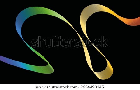 Abstract background with dynamic flowing light polychromatic waves. Vibrant and futuristic design. Wave lines in black background. Wave gradient background, ribbons, flowing