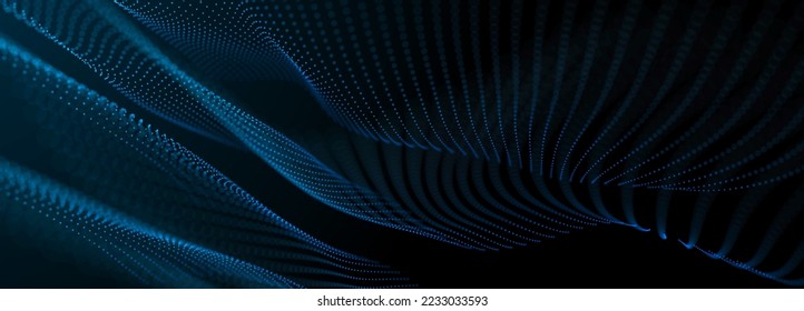 Abstract background with dynamic wave. Big data visualization. Technology background. 3D rendering.