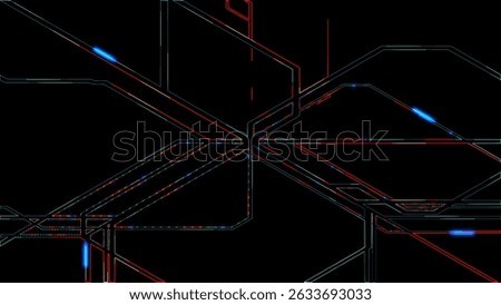 Abstract background of electronic metro map neon lines move along a given route and create a schematic animation. Transport interchange. 3D rendering. 3D Illustration