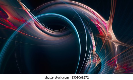 Abstract background element. Dynamic curves ands blurs pattern. Detailed fractal graphics. Science and technology concept.