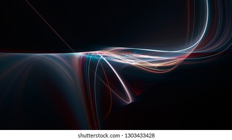 Abstract background element. Dynamic curves ands blurs pattern. Detailed fractal graphics. Science and technology concept.