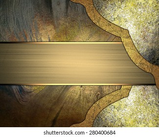 Abstract background with elements of antiques and gold nameplate