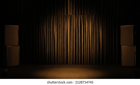 abstract background of empty stage and curtain ,3D illustration rendering
