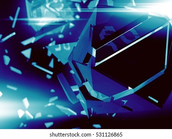 Abstract Background Explosion.  3d  Render Illustration.Explosion Of The Multifaceted Object In Space