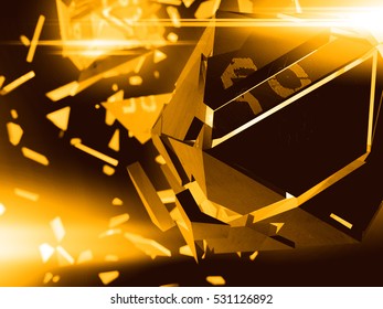 Abstract Background Explosion.  3d  Render Illustration.Explosion Of The Multifaceted Object In Space