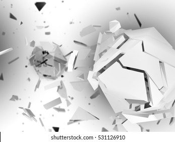 Abstract Background Explosion.  3d  Render Illustration.Explosion Of The Multifaceted Object In Space. Space War