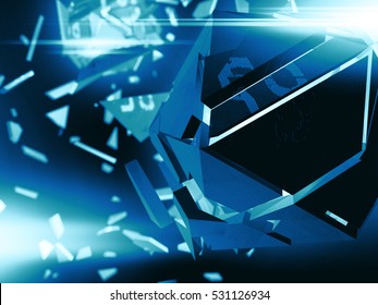 Abstract Background Explosion.  3d  Render Illustration.Explosion Of The Multifaceted Object In Space