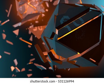 Abstract Background Explosion.  3d  Render Illustration.Explosion Of The Multifaceted Object In Space