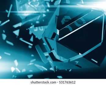 Abstract Background Explosion.  3d  Render Illustration.Explosion Of The Multifaceted Object In Space