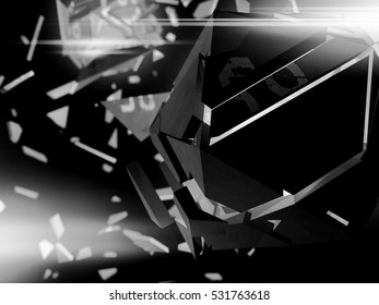 Abstract Background Explosion.  3d  Render Illustration.Explosion Of The Multifaceted Object In Space