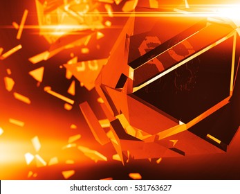 Abstract Background Explosion.  3d  Render Illustration.Explosion Of The Multifaceted Object In Space