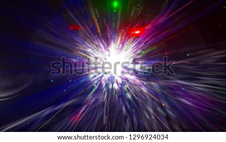 abstract background. explosion star on multicolored. spectacular illustration with particles and rays.
