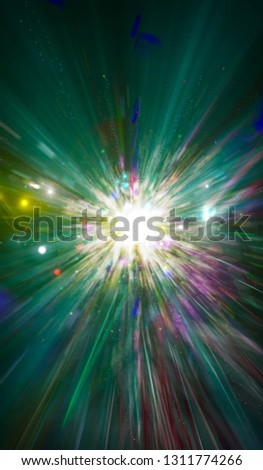 abstract background. explosion star on multicolored. spectacular illustration with particles and rays.