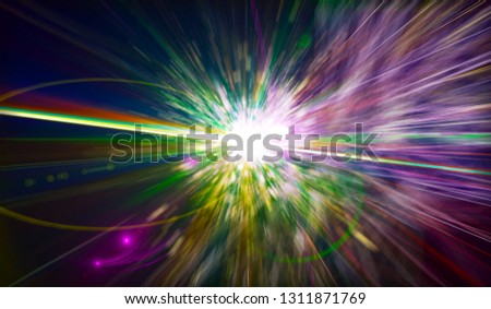 abstract background. explosion star on multicolored. spectacular illustration with particles and rays.