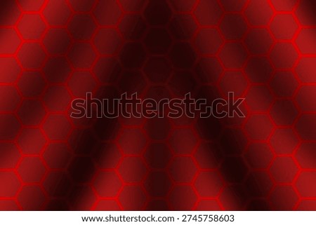 An abstract background featuring a dark red hexagonal pattern with subtle light rays emanating from the top.