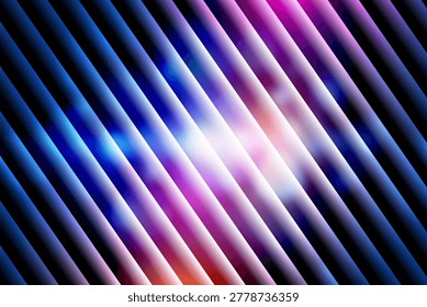 An abstract background featuring diagonal stripes with a gradient of blue, purple, and pink hues. A bright light flare is visible in the center.