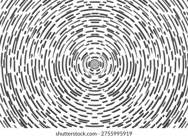 An abstract background featuring a mesmerizing optical illusion of concentric circles composed of dashed lines, creating a sense of movement and depth.