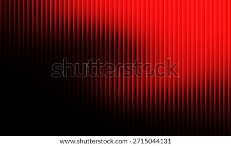 Abstract background featuring numerous vertical parallel lines illuminated by an intense red light source that gradually diminishes into absolute black darkness across the lower left quadrant suggest