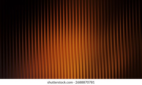 Abstract background featuring a sleek gradient of warm orange blending into black with vertical lines. Ideal for design projects.