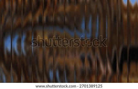 An abstract background featuring a vertical ribbed metallic texture with blurred reflections of warm bronze, brown, and cool blue tones, creating a modern design.