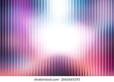 An abstract background featuring vertical textured stripes in a gradient of vibrant pink purple and blue hues converging towards a bright white light