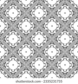 Abstract background with figures from lines. black and white pattern for web page, textures, card, poster, fabric, textile. Monochrome graphic repeating design. Raster copy of vector file.