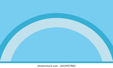 Abstract background flat vector with simple arc shapes and empty center space on light blue background