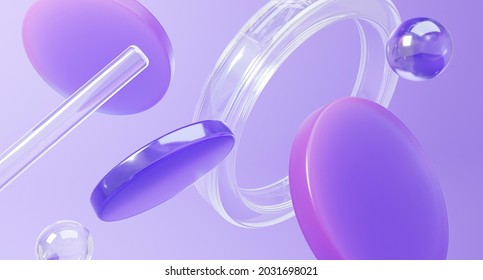 Abstract Background With Glass Shapes Composition. 3d Rendered Image.