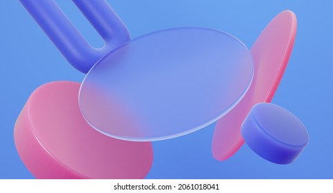 Abstract Background With Glass Shapes Composition. 3d Rendered Image.