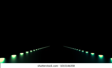 Abstract background with glow and road. 3d illustration, 3d rendering.