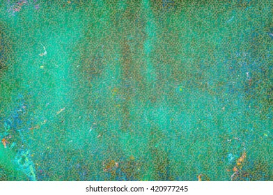 Abstract Background With A Green And Blue Texture Of Rust Metal