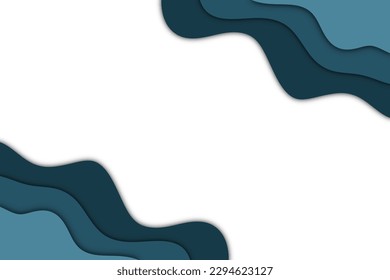 Abstract background with green and blue waves in corners, digital illustration in papercut style. For wallpapers, backgrounds, postcards, social media banners, any eco-themed design, for Earth Day etc - Powered by Shutterstock