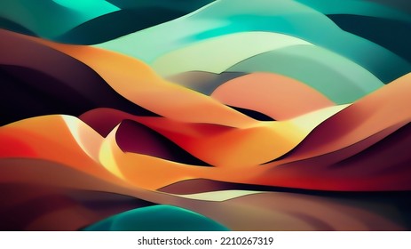 Abstract background of harmonic shapes and complementary colors, digital illustration