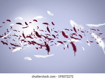 Abstract Background Image Of Feathers Flying In Air