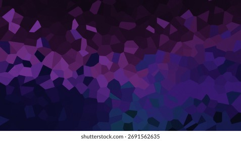Abstract background with irregular polygonal pattern in purple and blue. Gradient shifts from dark purple at the top to lighter purples and blues below, creating dynamic visual texture.