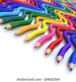 Abstract background line of colour pencil as rainbow illustration