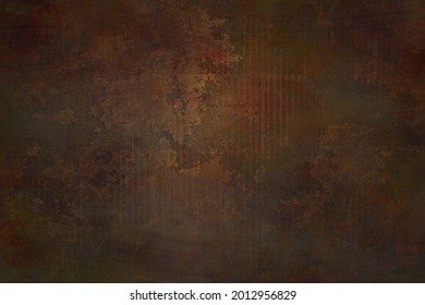 Abstract background with metal dark rusty bronze metallic backdrop. Panel texture with corroded oxidized rusty aged metal. Luxury warm color, autumn mineral ground design 3D concept.	