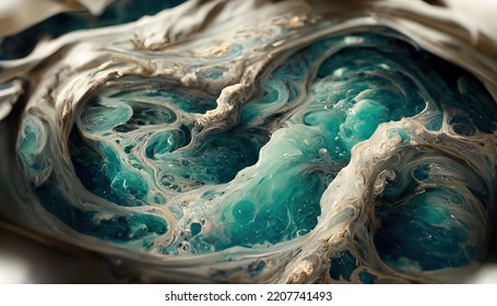 Abstract Background. Mixing Acrylic Paint Liquid Paint. 3D Render. Raster Illustration.