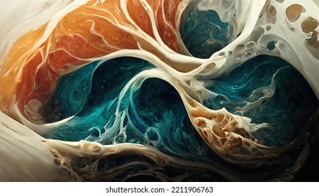 Abstract Background. Mixing Acrylic Paint Liquid Paint. Texture Marble. 3D Render. Raster Illustration.