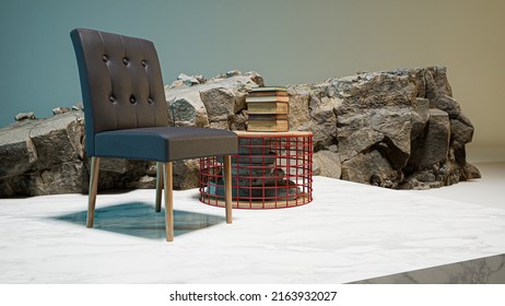 Abstract Background, Mock Up Scene With Podium Geometry Shape For Product Display. 3D Rendering