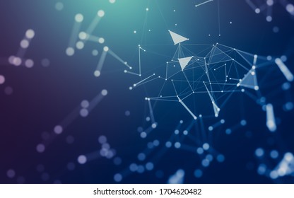 Abstrakter Hintergrund. Molekültechnik mit polygonalen Formen, Verbindungspunkten und Linien. Verbindungsstruktur. Visualisierung großer Daten.