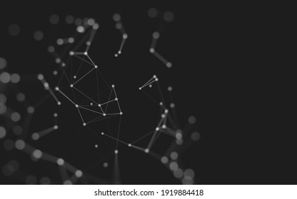 Abstract background. Molecules technology with polygonal shapes, connecting dots and lines. Connection structure. Big data visualization. 