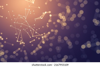 Abstract background. Molecules technology with polygonal shapes, connecting dots and lines. Connection structure. Big data visualization.
