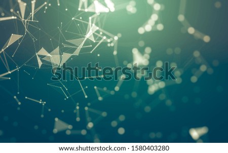 Abstract background. Molecules technology with polygonal shapes, connecting dots and lines. Connection structure. Big data visualization.