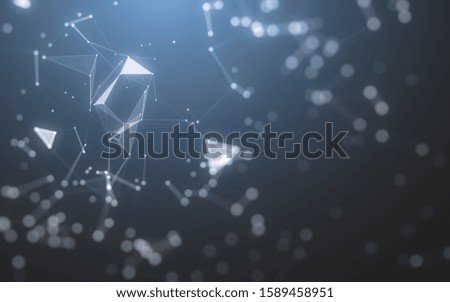 Abstract background. Molecules technology with polygonal shapes, connecting dots and lines. Connection structure. Big data visualization.