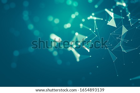 Abstract background. Molecules technology with polygonal shapes, connecting dots and lines. Connection structure. Big data visualization.