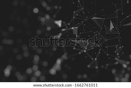 Abstract background. Molecules technology with polygonal shapes, connecting dots and lines. Connection structure. Big data visualization. 